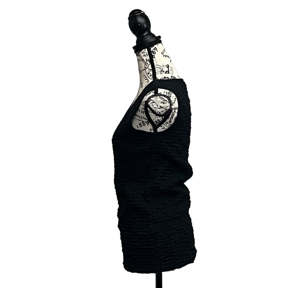 Croft & Barrow Black Popcorn Tank Top S Semi Sheer Y2K Goth Grunge Retro Edgy - Picture 4 of 10